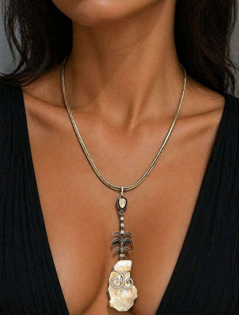 Aquamarine Pearl Drop Designer Necklace