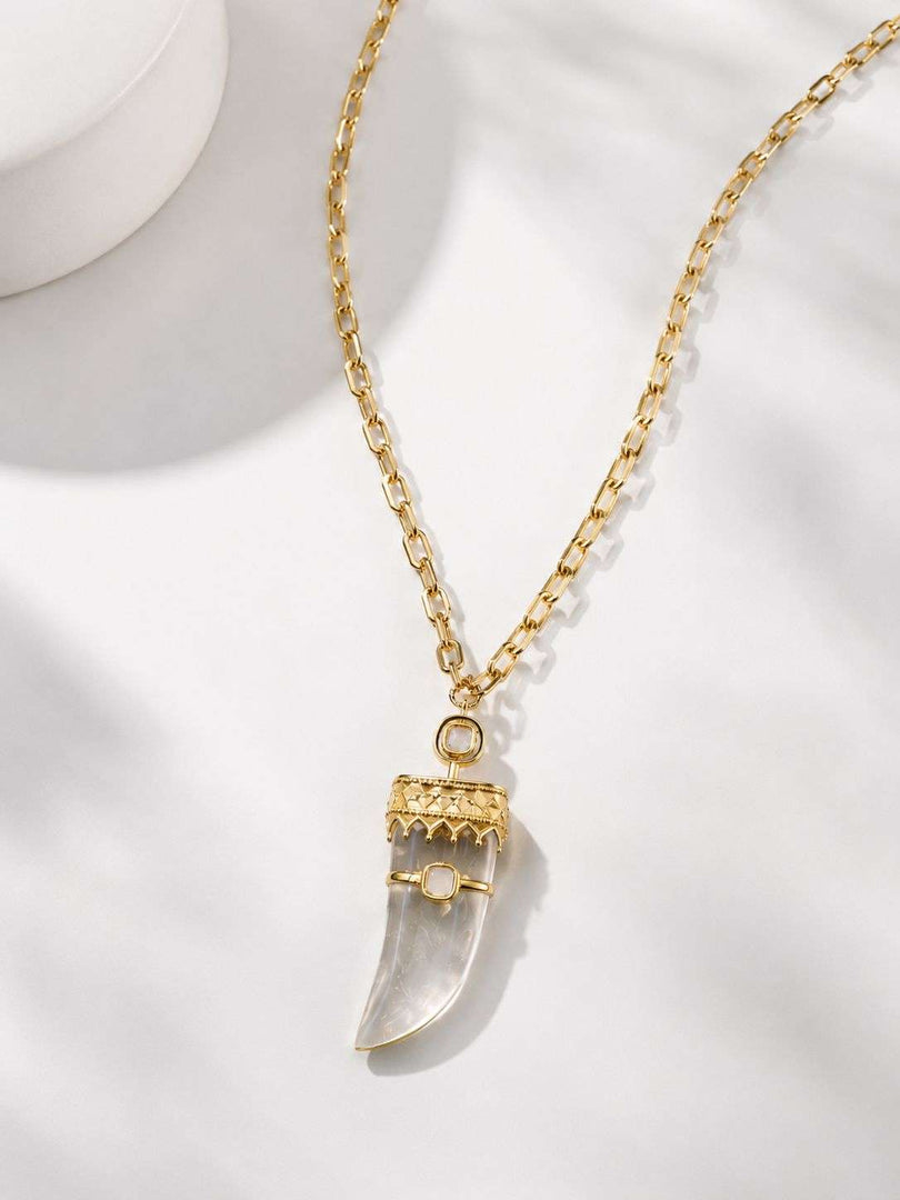 Aquamarine Crystal Horn Pendant Necklace