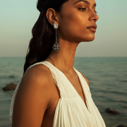 Midnight Rhapsody Floral Long Earring – Elegant Handcrafted Earrings