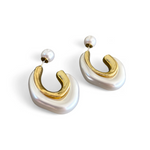 Load image into Gallery viewer, Whimsical Wave Pearl Hoop Earrings
