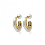 Load image into Gallery viewer, Whimsical Wave Pearl Hoop Earrings
