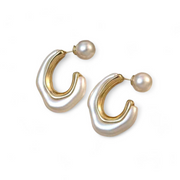 Whimsical Wave Pearl Hoop Earrings – Elegant Handcrafted Earrings