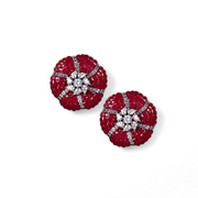 Crimson Starburst Floral Stud Earring – Elegant Handcrafted Earrings