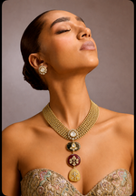 Load image into Gallery viewer, Aquamarine Heritage Gold Choker Necklace Set