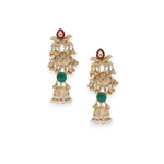 Load image into Gallery viewer, Emerald-Ruby Quartz Jhumki Earring
