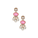 Load image into Gallery viewer, Pink Quartz Stone Kundan Earring
