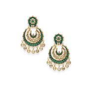 Emerald Crescent Chandbalis – Elegant Handcrafted Earrings