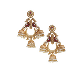 Load image into Gallery viewer, Red Quartz Parrot Jumki earrings.
