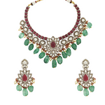 Load image into Gallery viewer, Ruby Emerald Bloom Necklace Set
