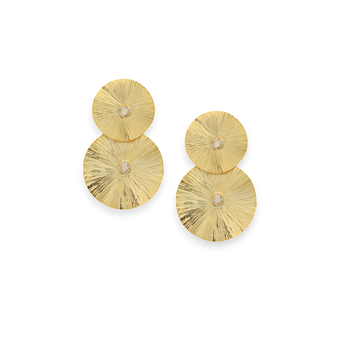 Golden Sunburst Duet Earrings