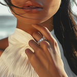 Load image into Gallery viewer, Emerald Cut Eternity Embrace Silver Ring
