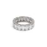 Load image into Gallery viewer, Emerald Cut Eternity Embrace Silver Ring
