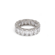 Emerald Cut Eternity Embrace Silver Ring – Elegant Handcrafted Rings