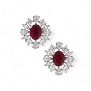 Crimson Rhapsody Ruby Silver Studs – Elegant Handcrafted Earrings